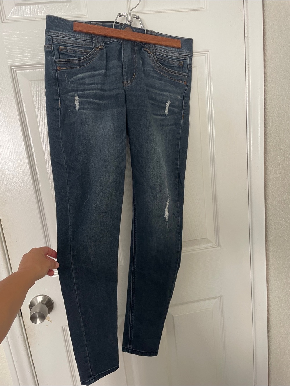 Democracy Dark Blue Distressed Skinny Jeans